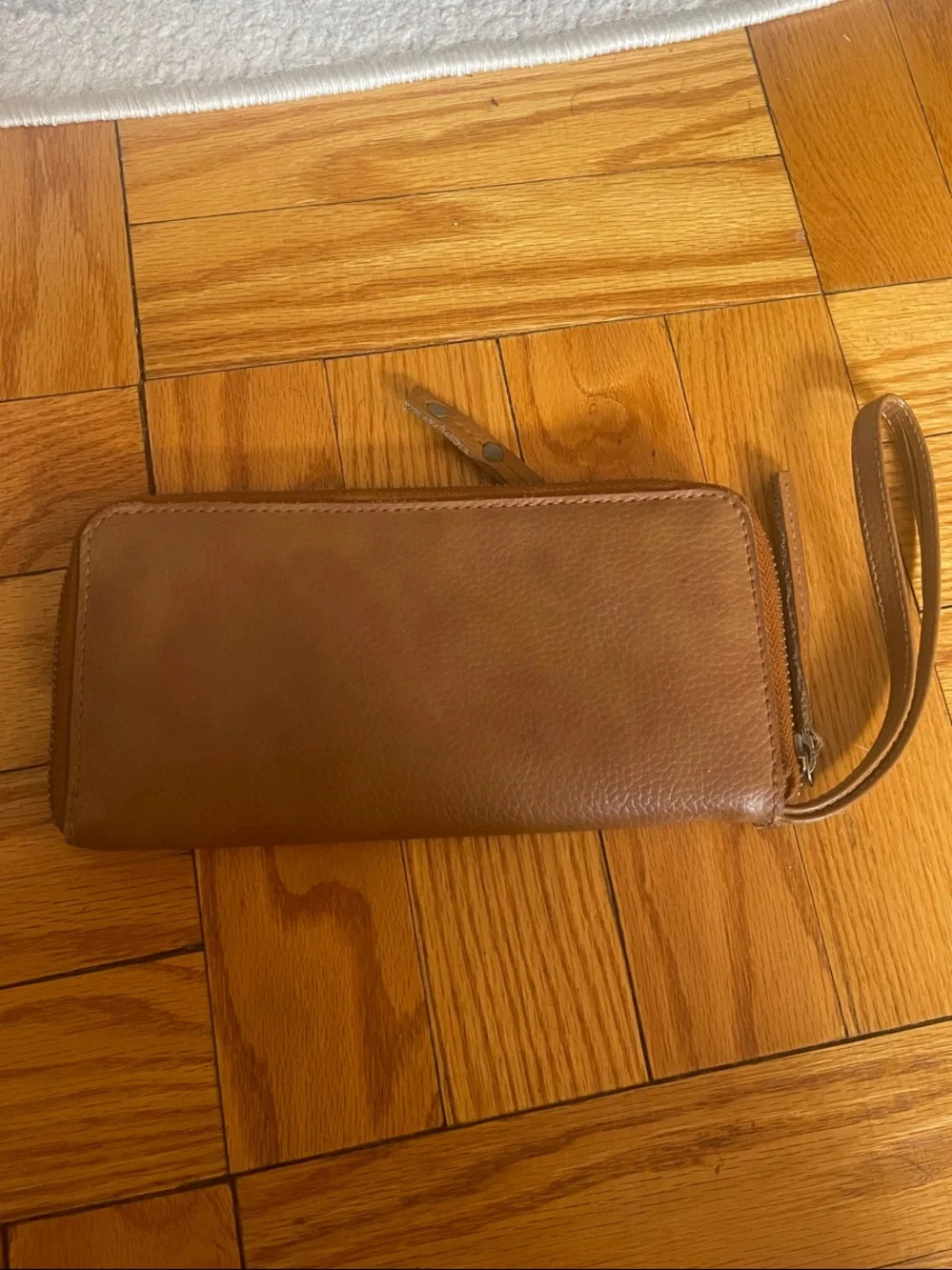 Free People Brown Leather Zip Wristlet Wallet